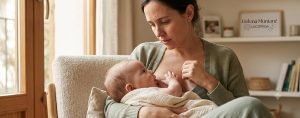 una mujer dando lactancia a un bebe